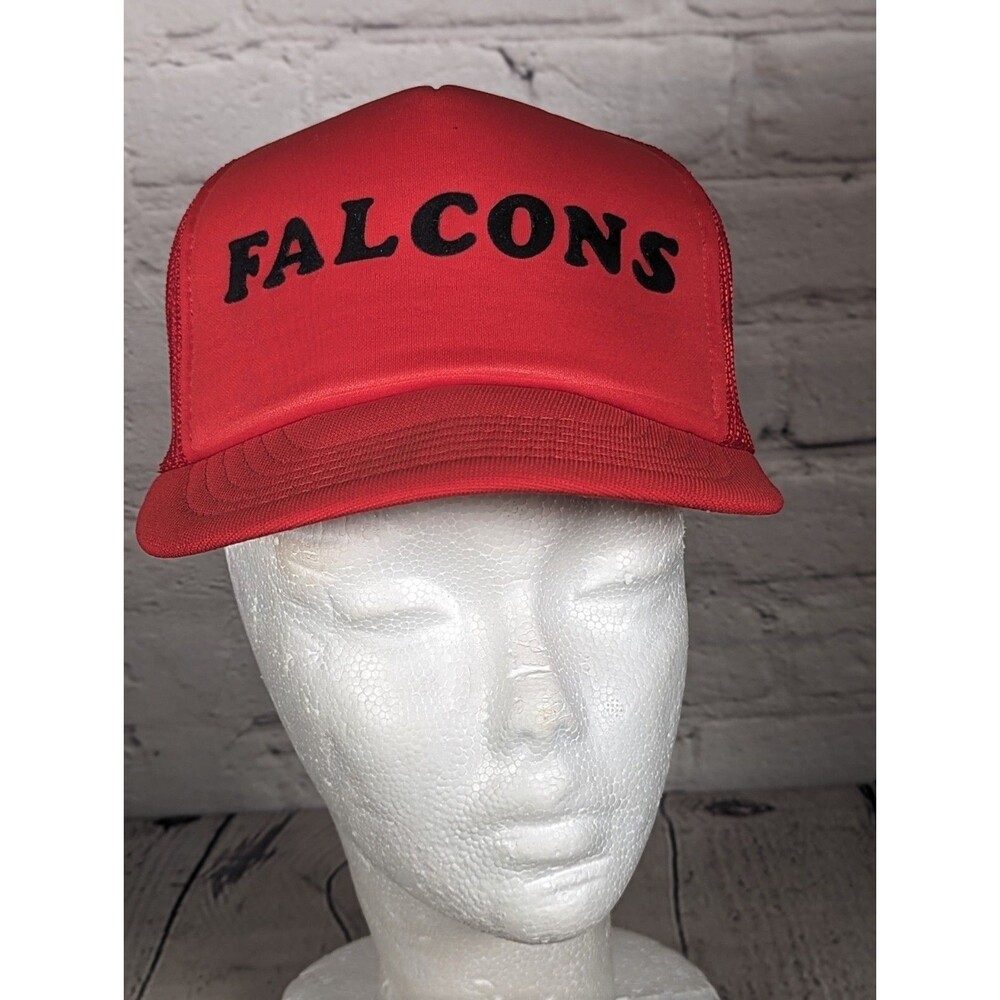 VINTAGE 70S 80s ATLANTA FALCONS TPLUS NFL SNAPBACK HAT TRUCKER MESH - RED